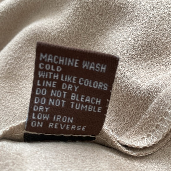 J. McLaughlin Faux Micro Suede V Neck 3/4 Slit Sleeve Tunic Size XL Tan - Picture 10 of 12